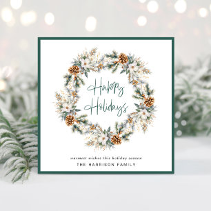 Cartes Pour Fêtes Annuelles Couronne d'hiver élégante aquarelle Noël