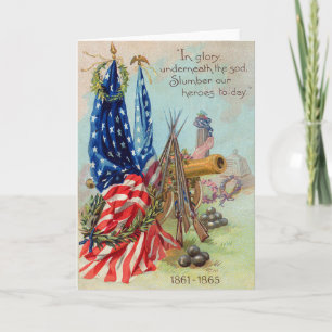 Cartes Pour Fêtes Annuelles Couronne du drapeau américain Mémorial de la guerr