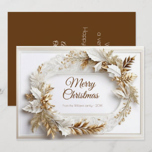 Cartes Pour Fêtes Annuelles Couronne élégante classique or blanc