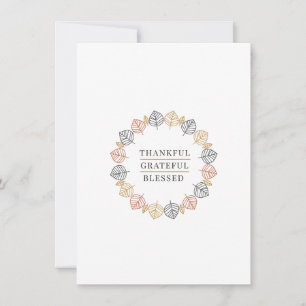 Cartes Pour Fêtes Annuelles Couronne élégante d'automne "Reconnaissant Merci B