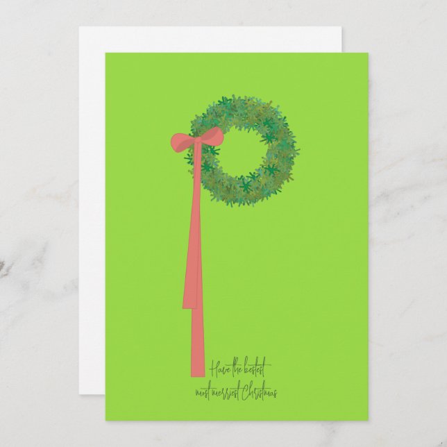 Cartes Pour Fêtes Annuelles Couronne et ruban (Devant / Derrière)