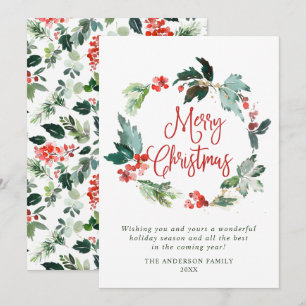 Cartes Pour Fêtes Annuelles Couronne festive à baies de houx pour Noël