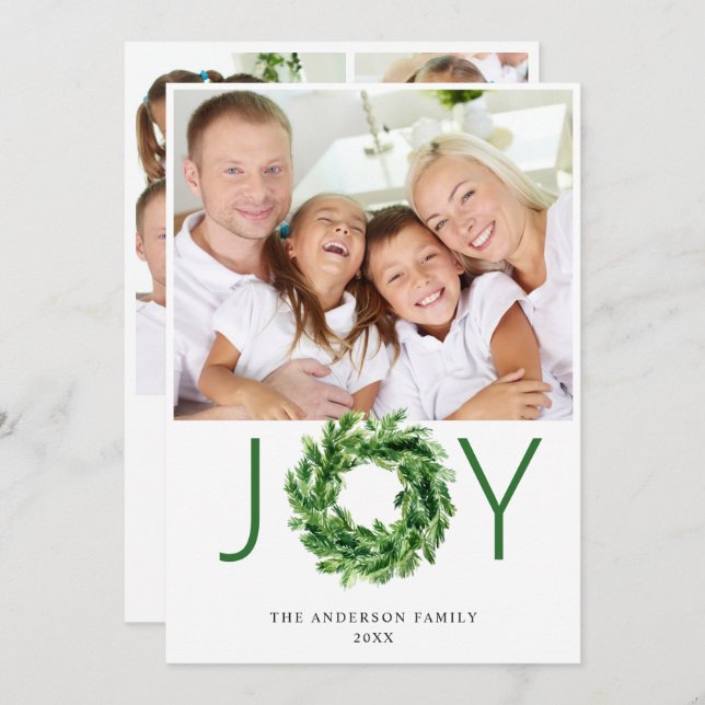 Cartes Pour Fêtes Annuelles Couronne festive de branches de pin Noël 4 PHOTO (Devant / Derrière)