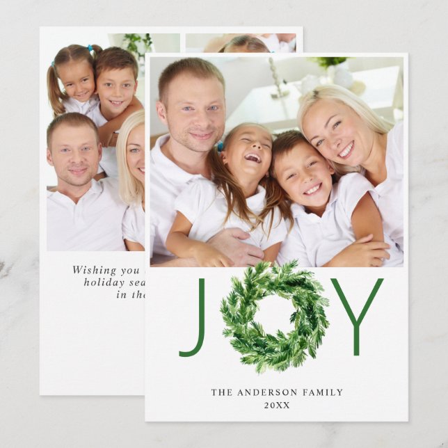 Cartes Pour Fêtes Annuelles Couronne festive de branches de pin pour Noël 4 PH (Devant / Derrière)