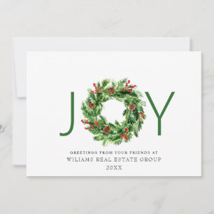 Cartes Pour Fêtes Annuelles Couronne festive de houx à baies JOY pour les fête