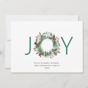 Cartes Pour Fêtes Annuelles Couronne festive de houx et de baies Noël JOY