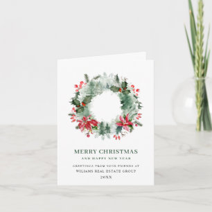 Cartes Pour Fêtes Annuelles Couronne festive de houx Noël Entreprise de saluta
