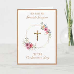 Cartes Pour Fêtes Annuelles Couronne florale de crucifix de confirmation de sa