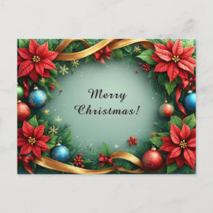 Cartes Pour Fêtes Annuelles Couronne florale de vacances de luxe 🎁🎄 Poinsett