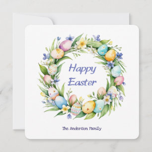 Cartes Pour Fêtes Annuelles Couronne florale Joyeux oeufs de Pâques