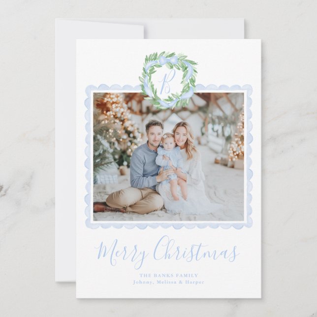 Cartes Pour Fêtes Annuelles Couronne monogramme prépa Grandmillennial  (Devant)