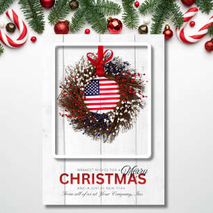 Cartes Pour Fêtes Annuelles Couronne patriotique Vœux de Joyeux Noël