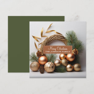 Cartes Pour Fêtes Annuelles Couronne rustique d'evergreen et de bois