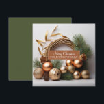 Cartes Pour Fêtes Annuelles Couronne rustique d'evergreen et de bois<br><div class="desc">Une élégante couronne festive moderne de Noël en evergreen et bois,  avec des décorations rustiques boho et des pommes de pin.</div>