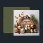 Cartes Pour Fêtes Annuelles Couronne rustique d'évergreen et de bois<br><div class="desc">Une élégante couronne de Noël festive moderne faite d'évergreen et de bois,  avec des décorations rustiques boho et des pommes de pin.</div>