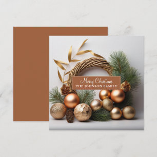 Cartes Pour Fêtes Annuelles Couronne rustique d'évergreen et de bois