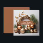 Cartes Pour Fêtes Annuelles Couronne rustique d'evergreen et de bois<br><div class="desc">Une élégante couronne de Noël moderne et festive en evergreen et bois,  avec des décorations rustiques boho et des pommes de pin.</div>