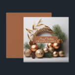 Cartes Pour Fêtes Annuelles Couronne rustique d'évergreen et de bois<br><div class="desc">Une élégante couronne de Noël moderne et festive en évergreen et bois,  avec des décorations rustiques boho et des pommes de pin.</div>