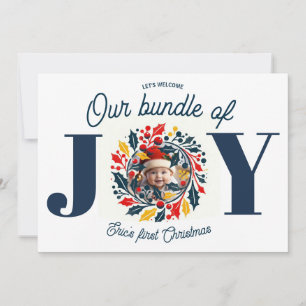 Cartes Pour Fêtes Annuelles Couronne tricolore pour le premier Noël de bébé