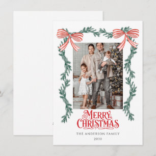 Cartes Pour Fêtes Annuelles couronne verte personnalisée avec photo de Noël