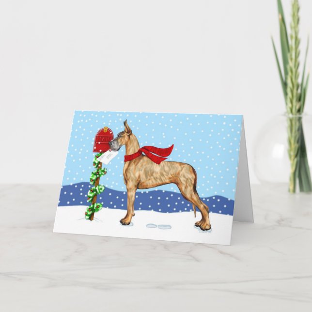 Cartes Pour Fêtes Annuelles Courrier de Noël de great dane Brindle (Devant)