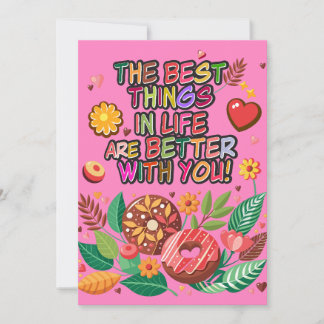 Cartes Pour Fêtes Annuelles Cours de la Saint-Valentin Boho Donuts et Fleurs