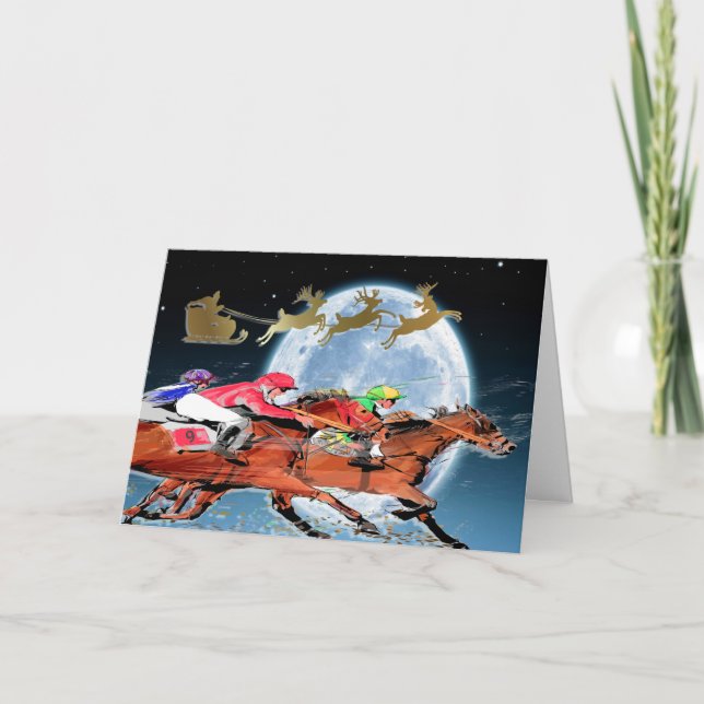 Cartes Pour Fêtes Annuelles Course de chevaux Noël ou toutes les occasions (Devant)