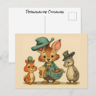 Cartes Pour Fêtes Annuelles Coursiers Animaux de Dessin Animé Mignons Drôles p