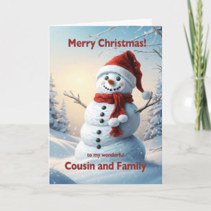 Cartes Pour Fêtes Annuelles Cousin et famille Noël Snowman