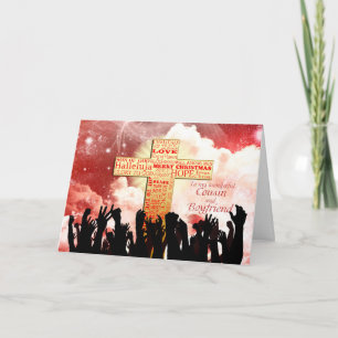 Cartes Pour Fêtes Annuelles Cousin et petit ami, une croix chrétienne Noël