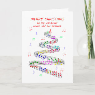 Cartes Pour Fêtes Annuelles Cousin et son mari Partition Musique Noël