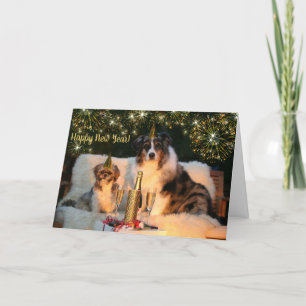 Cartes Pour Fêtes Annuelles Coutume de bonne année d'amis de chien
