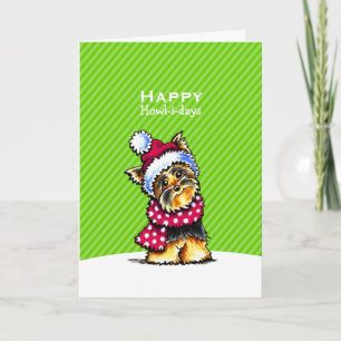 Cartes Pour Fêtes Annuelles Coutume de vert de Noël d'écharpe de Yorkie