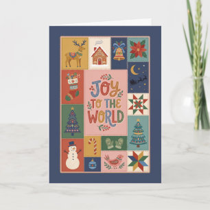 Cartes Pour Fêtes Annuelles Couverture de Folk Art Joie Pour Le Monde Noël