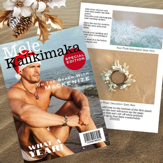 Cartes Pour Fêtes Annuelles Couverture de magazine Mele Kalikimaka Personnalis (Magazine Cover Mele Kalikimaka Personalized Holiday Card by Ricaso. Fun Hawaii Christmas cards)