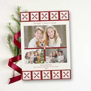 Cartes Pour Fêtes Annuelles Couverture flocon de neige rouge de Noël 3 Photos