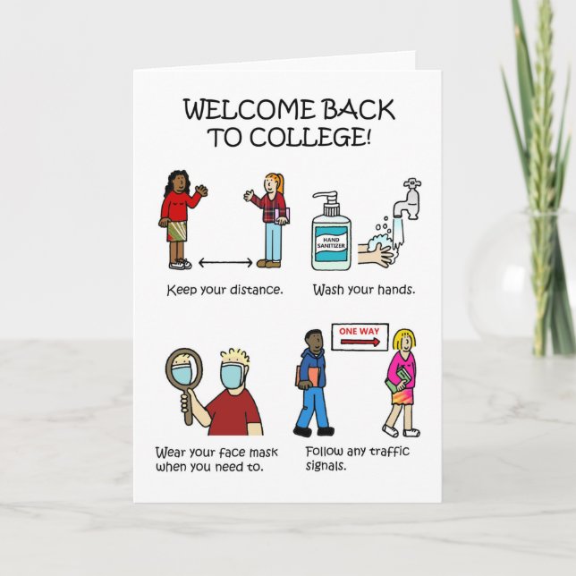 Cartes Pour Fêtes Annuelles Covid 19 Bienvenue Retour à l'université (Devant)