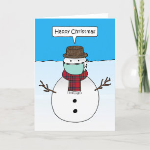 Cartes Pour Fêtes Annuelles Covid 19 Christmas Snowman Cartoon Holiday Card