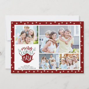 Cartes Pour Fêtes Annuelles COVID-19 JOLY NoëlMASQUE Lumières féeriques 4 Phot
