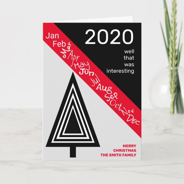 Cartes Pour Fêtes Annuelles Covid 2020 Noir Blanc Rouge Silly Noël Funny (Devant)