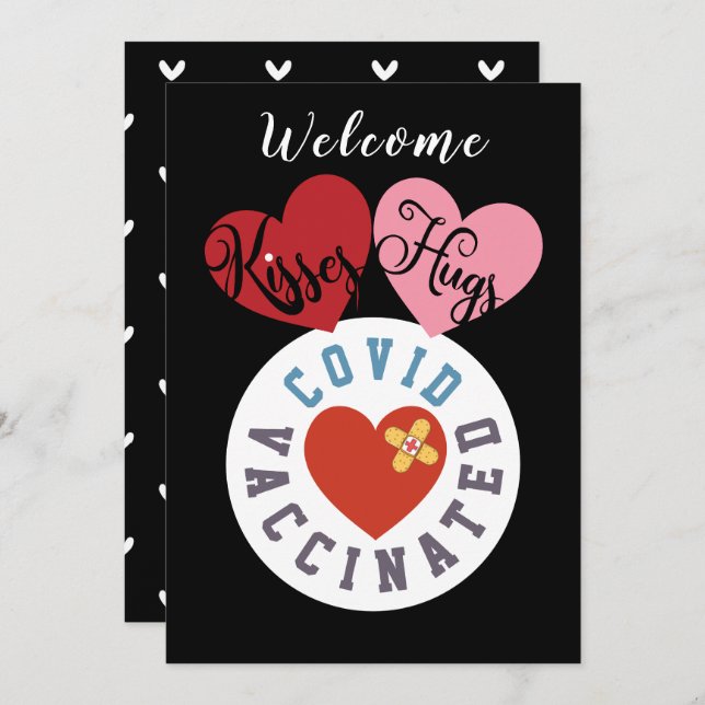 Cartes Pour Fêtes Annuelles Covid Vacciné | Bienvenue Bisous Câlins Saint Vale (Devant / Derrière)
