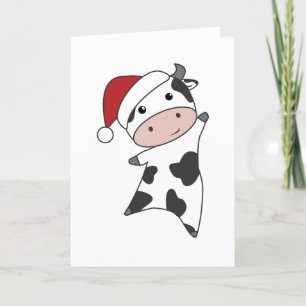 Cartes Pour Fêtes Annuelles Cow Cheerful Christmas Winter Animals Cows Adult C