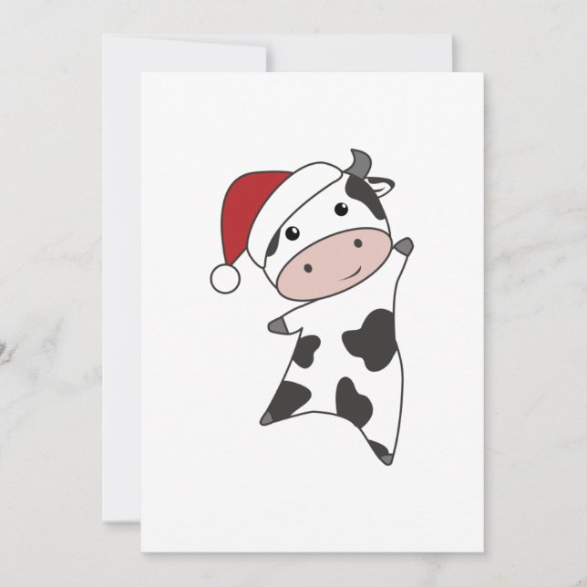 Cartes Pour Fêtes Annuelles Cow Cheerful Christmas Winter Animals Cows Adult C (Devant)