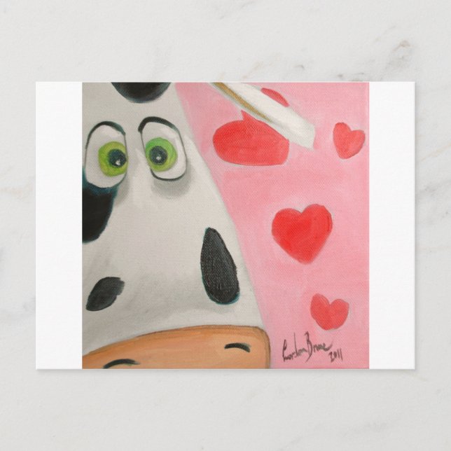 Cartes Pour Fêtes Annuelles Cow face hearts cute Valentines picture (Devant)