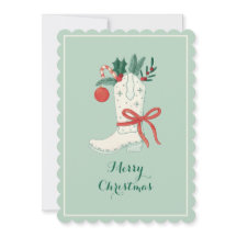 Cowboy Boot Christmas Flat Holiday Card