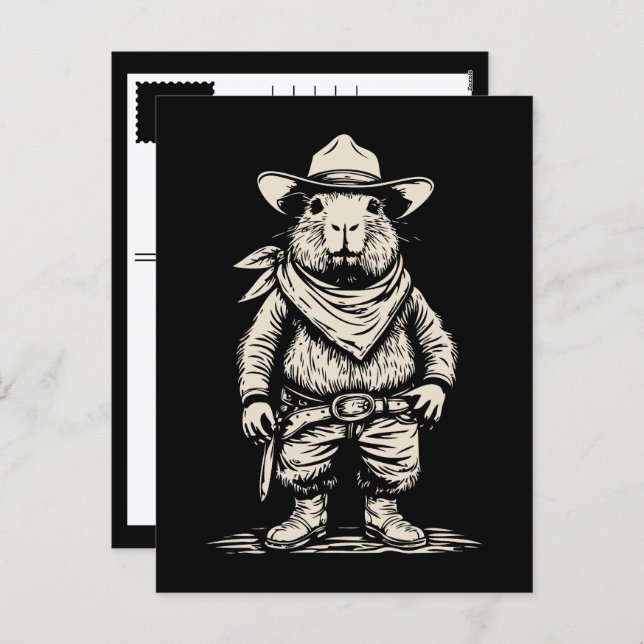 Cartes Pour Fêtes Annuelles cowboy capybara (Devant / Derrière)