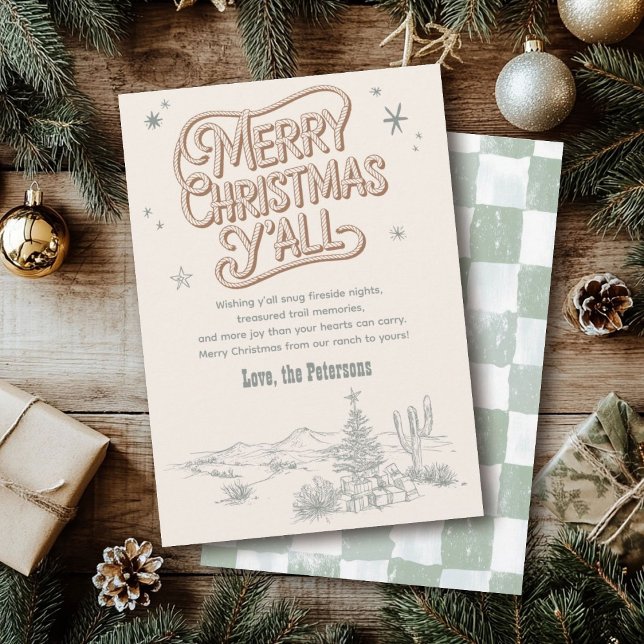 Cartes Pour Fêtes Annuelles Cowboy Noël Occidental Joyeux Noël Y'all (Créateur téléchargé)