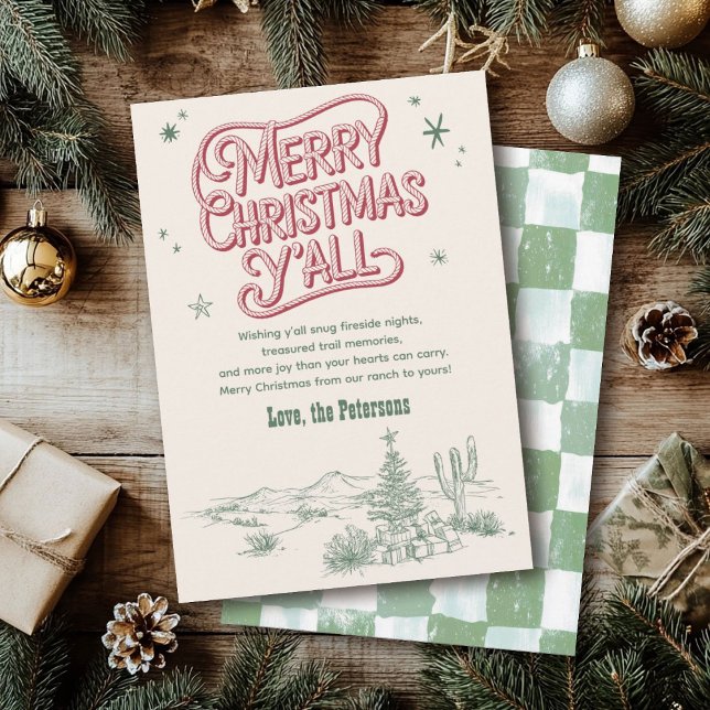 Cartes Pour Fêtes Annuelles Cowboy Noël Occidental Joyeux Noël Y'all (Créateur téléchargé)