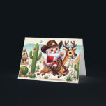 Cartes Pour Fêtes Annuelles Cowboy Père Noël<br><div class="desc">Cowboy Père Noël sur un renne de Noël</div>