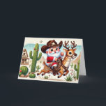 Cartes Pour Fêtes Annuelles Cowboy Père Noël<br><div class="desc">Cowboy Père Noël sur un renne de Noël</div>